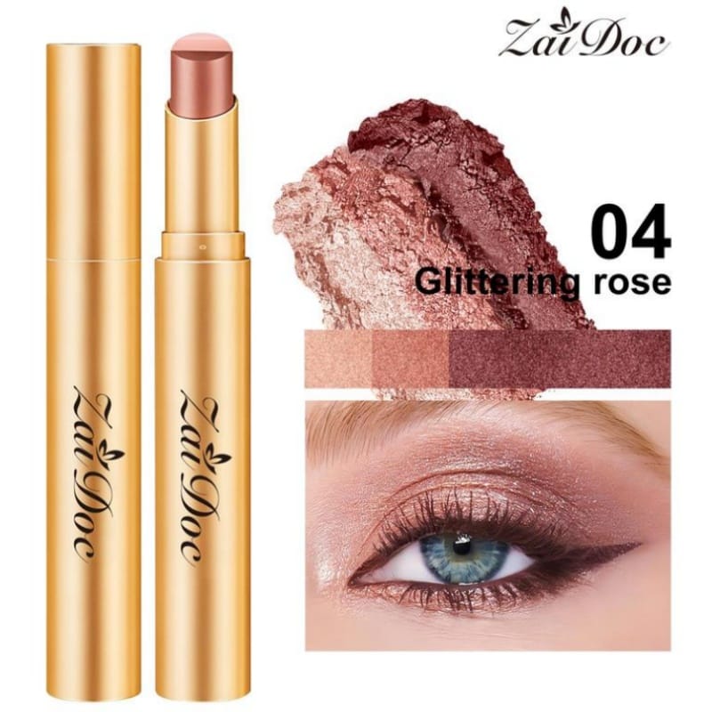 3-in-1 Easy Eyeshadow Stick for Beginners,SmudgeProof in Seconds, One-Stroke Application,Creamy Shimmer Trio Eyeshadow Stick Waterproof Longwear Liquid Eyeliner Color Changing Lip Oil Trio Waterproof Shiny Diamond Eyeshadow