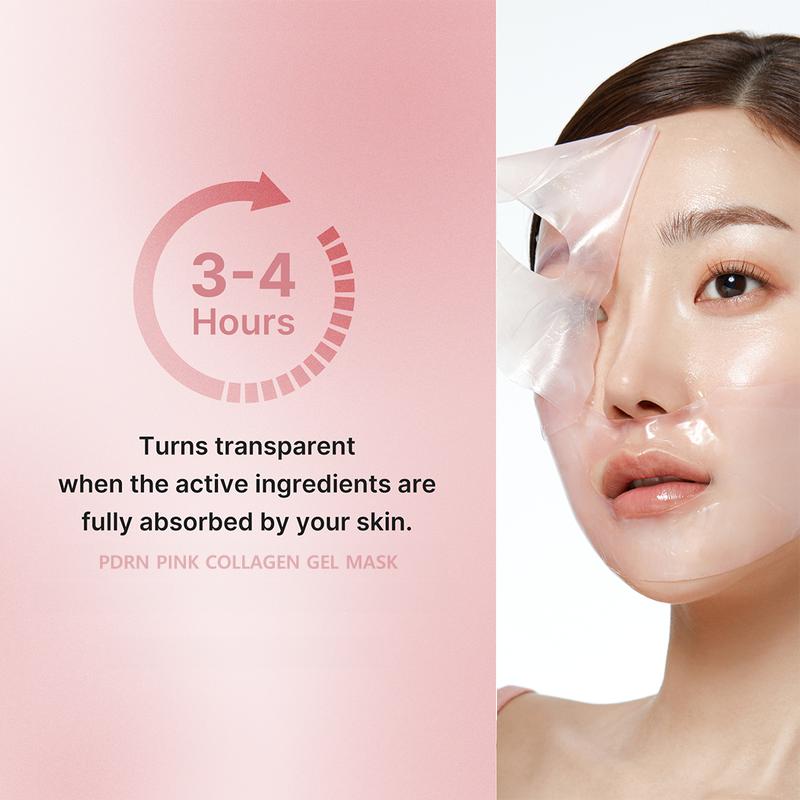 PDRN Pink Collagen Gel Mask (4 sheets) | Salmon DNA, Color Changing, Pink Glow, Collagen, Facial Mask, Korean Skincare
