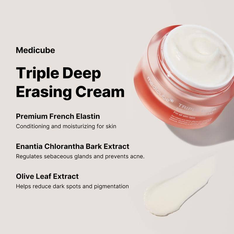 medicube Triple Collagen Cream - Hydrating & Firming Moisturizer with Hyaluronic Acid, Premium Elastin, Shea Butter - Wrinkle Care & Boosts Elasticity
