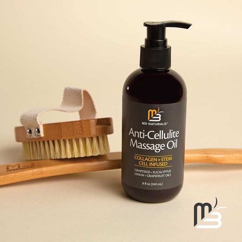 Anti Cellulite Massage Oil 8oz - Skin Tightening, Moisturizing - Body Care & Skin Care Massager by M3 Naturals Collagen Moisturizer Body Oil Moisture Hydrating