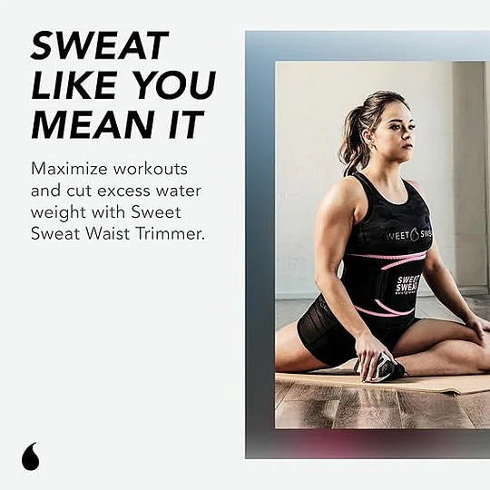 Sweet Sweat Ab Trainer for Womenand Men -Sweat Band Waist Trainer Beltfor High Intensity Training and GymWorkouts,5 Adjustable Sizes -Black/Pink-HHW