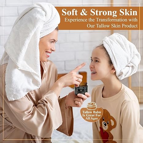 Organic Grass-Fed Beef Tallow Balmwith Raw Honey -Moisturizing Cream forSoft, Smooth Skin -Handmade All-NaturaMoisturizer -Radiant Skin-HHW