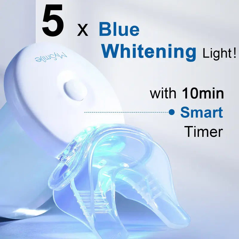 Original Dental Grade Teeth Whitening Kit w/ 2 Free Wipes, 5x LED Light, 3 of 18% Carbamide Peroxide Gels, 10-Min Fast Whitening, Non-Sensitive Formula, Removes Coffee/Wine/Smoke Stains