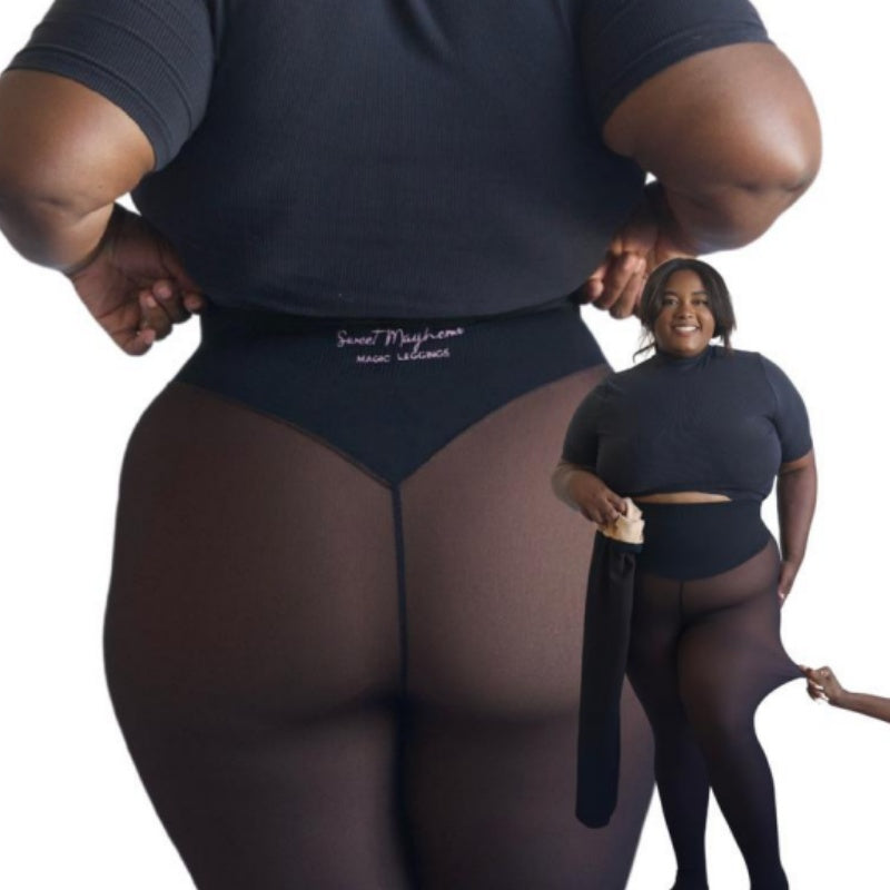 NEW COMPRESSION BAND & ONE SEAM OPTION! THE ORIGINAL MAGIC FLEECE LINED LEGGINGS - XXS TO 3XL - 4 SHADES - CLOSED FOOT - Fleece Tights Available in Plus Size and Light to Brown Fur