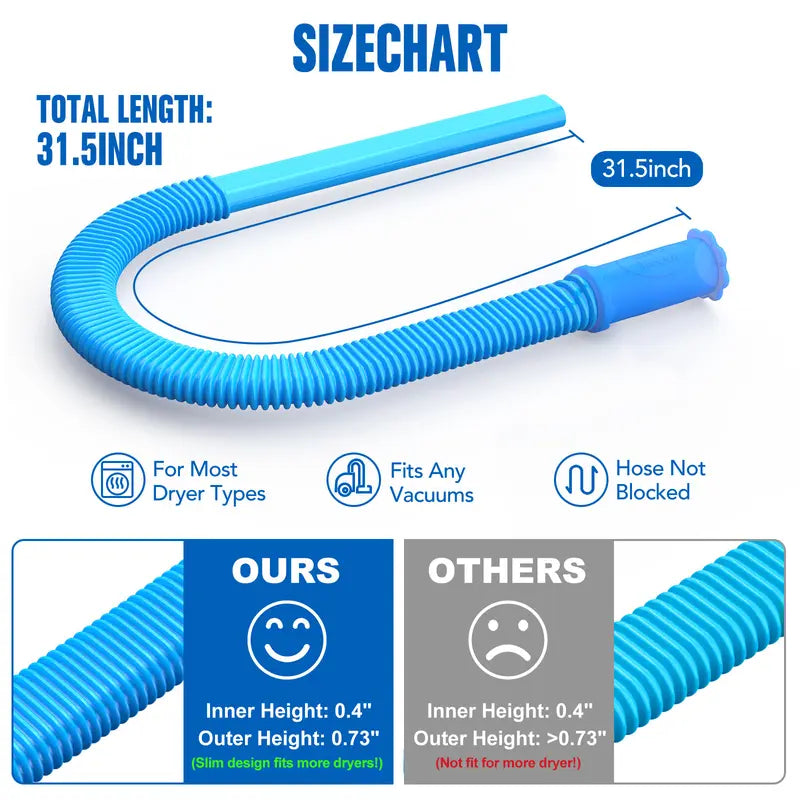 Sealegend Dryer Vent Cleaner kit Dryer Vacuum Hose Attachment with Stretch Universal Connector, Dryer Vent Cleaning Tool Vacuum Hose Lint Remover, Blue