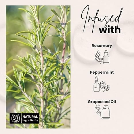 Bask & Lather Scalp Stimulator Hair Growth Oil, Cold Pressed Mint and Rosemary Blend with Grapeseed for Hair Growth, Organic Natural Leave in, All Hair Types, 2 Fl Oz—XDX