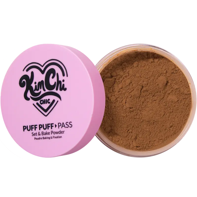 KimChi Chic Puff Puff Pass Set & Bake Powder with Rice Powder & Vitamin-E, Lightweight & Translucent Makeup, Cosmetic Setting Powder