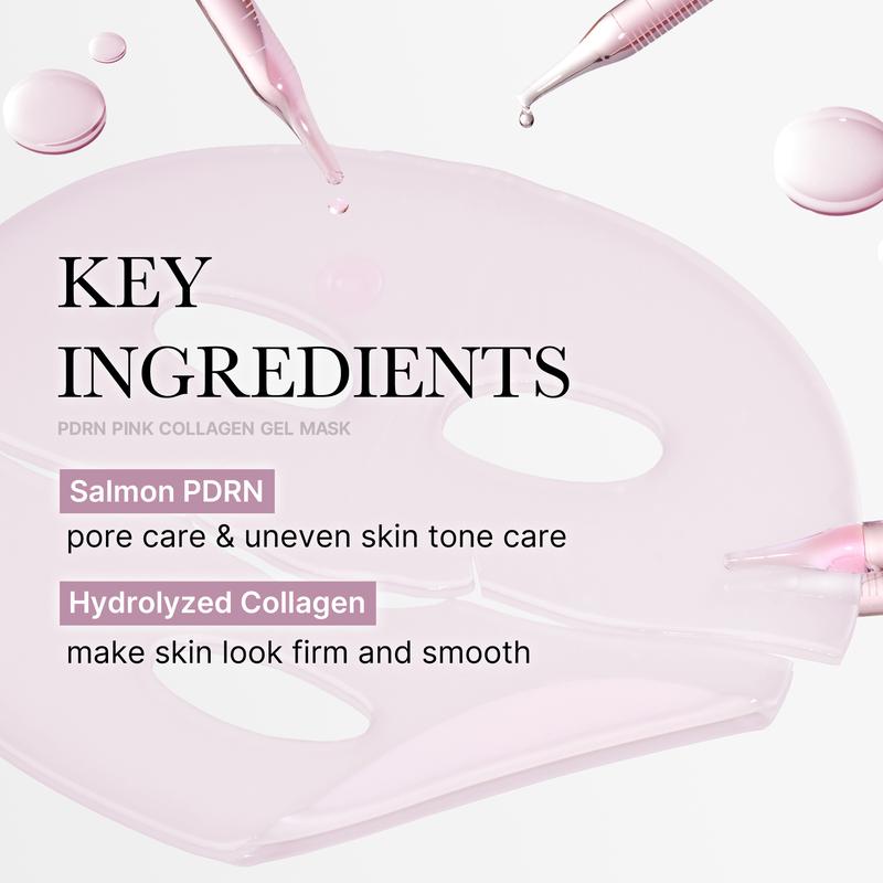 PDRN Pink Collagen Gel Mask (4 sheets) | Salmon DNA, Color Changing, Pink Glow, Collagen, Facial Mask, Korean Skincare