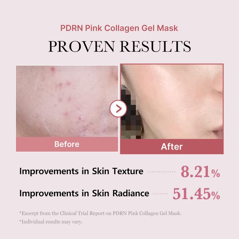 PDRN Pink Collagen Gel Mask (4 sheets) | Salmon DNA, Color Changing, Pink Glow, Collagen, Facial Mask, Korean Skincare