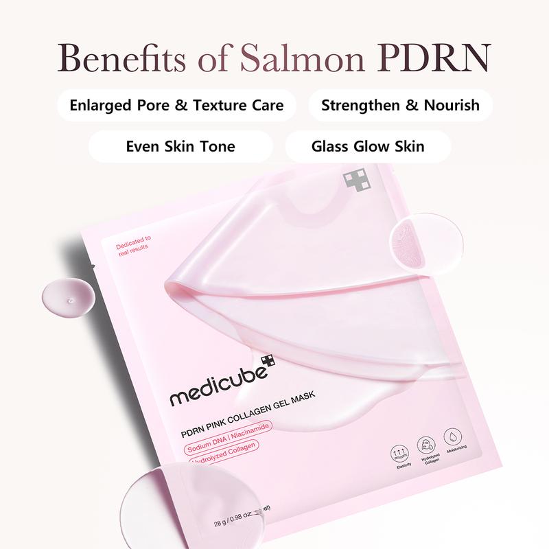 PDRN Pink Collagen Gel Mask (4 sheets) | Salmon DNA, Color Changing, Pink Glow, Collagen, Facial Mask, Korean Skincare
