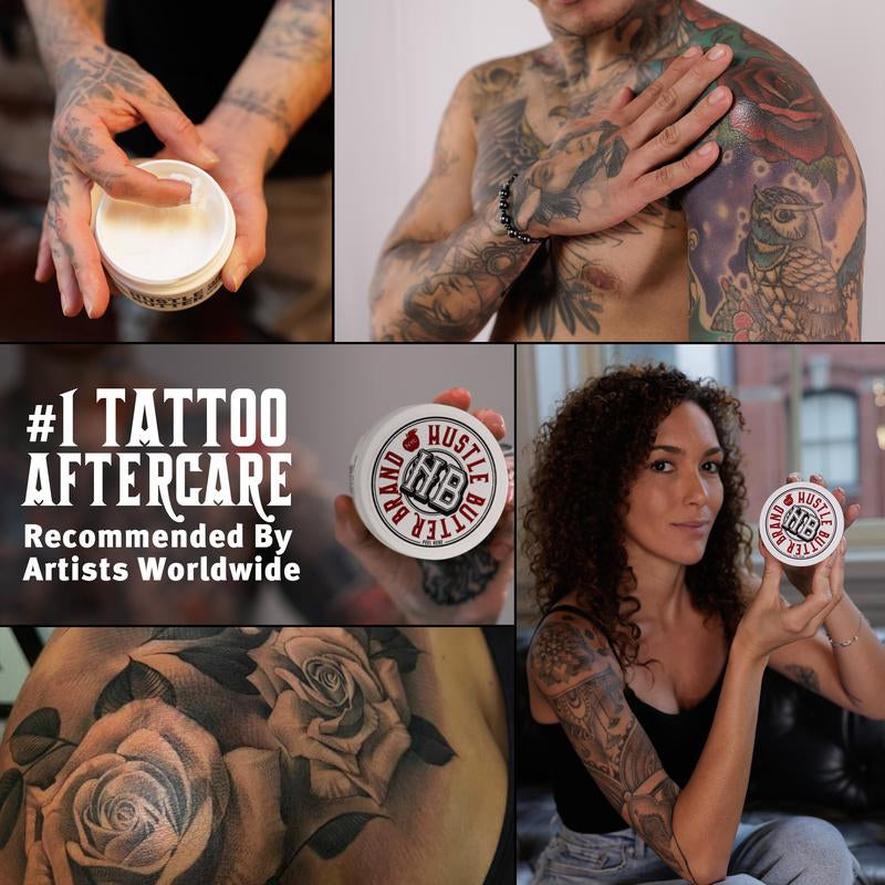 Hustle Butter 5oz Tattoo Balm For New & Older Tattoos - Safe While Healing - Moisturizes and Rejuvenates Tattoo Aftercare Cosmetics
