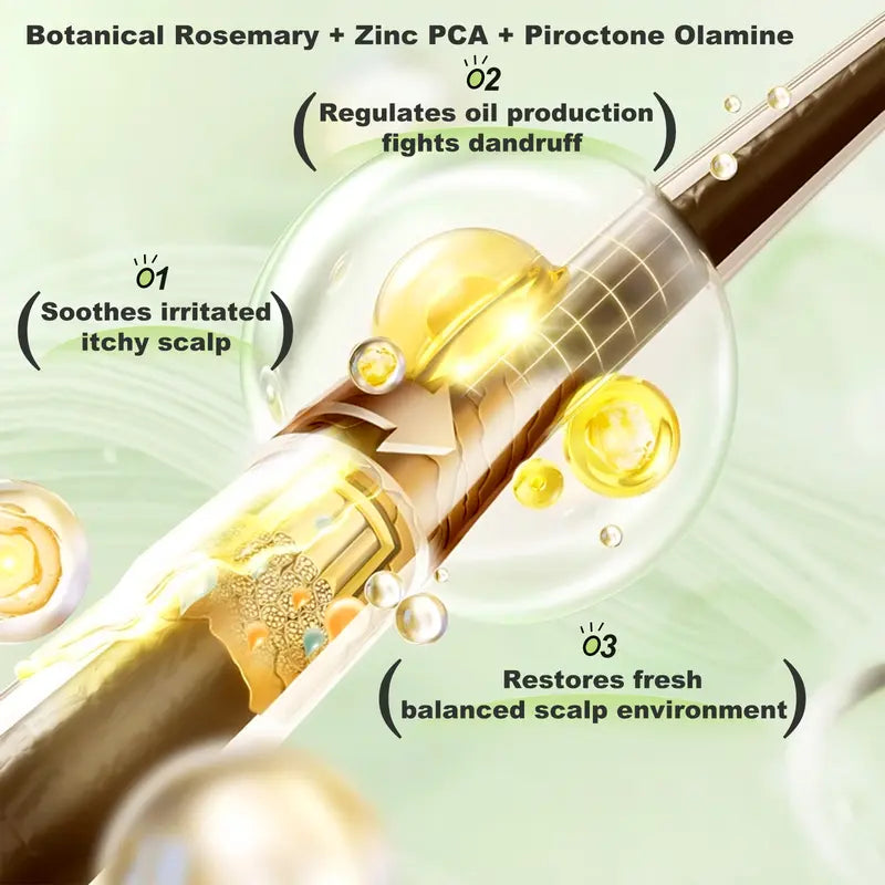 Anti-Hair Fall Hair Loss Treatment Shampoo Oil Control Anti Dandruff Haircare Rosemary Zinc PCA Help Hair Growth Amino Acid Hydrolyzed Protein Repair Reduce Hair Loss Scalp Cleanser Conditioner 250ML Gentle Smoother