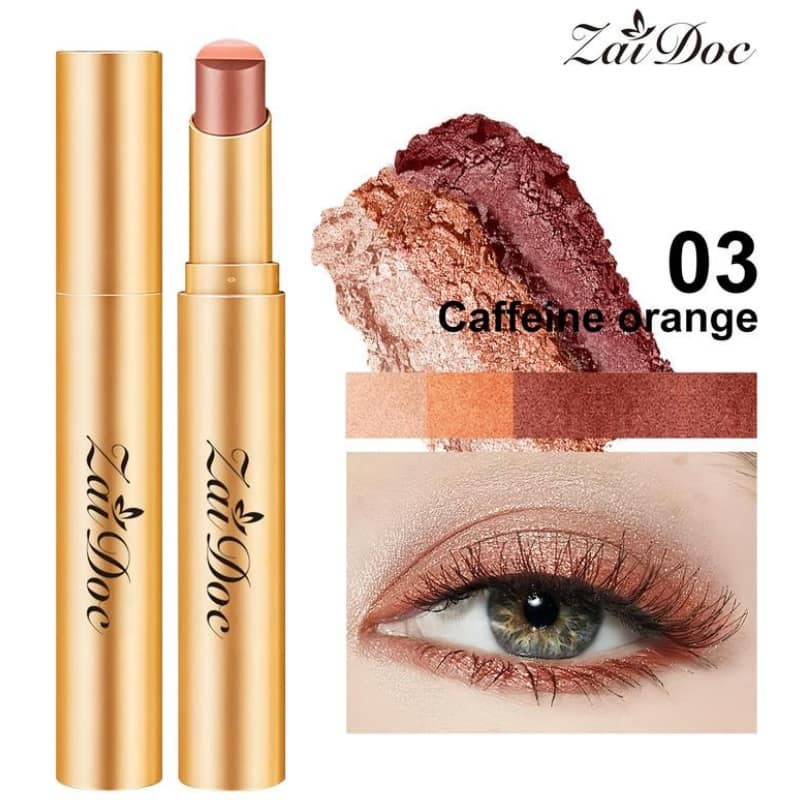 3-in-1 Easy Eyeshadow Stick for Beginners,SmudgeProof in Seconds, One-Stroke Application,Creamy Shimmer Trio Eyeshadow Stick Waterproof Longwear Liquid Eyeliner Color Changing Lip Oil Trio Waterproof Shiny Diamond Eyeshadow