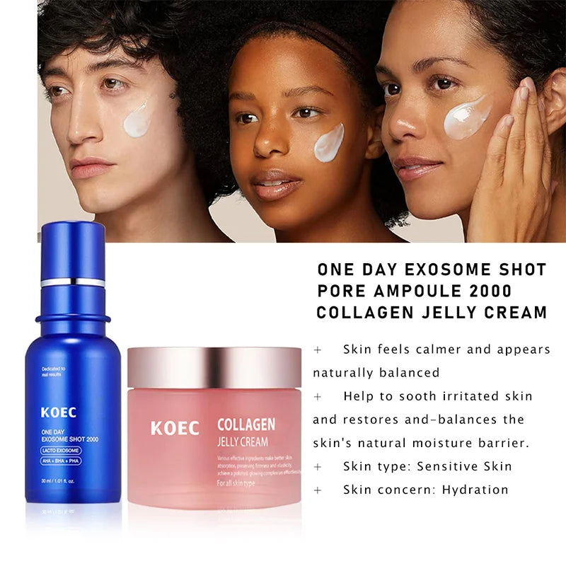 [Exclusive SET] Korean Home Aesthetic Duo l Experience Glass Glow Effect with Zero Exosome Spicule Serum + Collagen Niacinamide Jelly Cream Combination