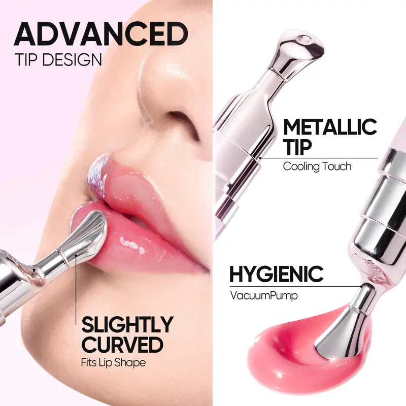 SKINTIFIC Hydrating Brightening Lip Serum with Hyaluronic Acid & Peptide for Radiant Lips Gentle Glossy Korean Beauty Makeup Balm Shea Smooth Moisture with Cooling Metal Roller Applicator