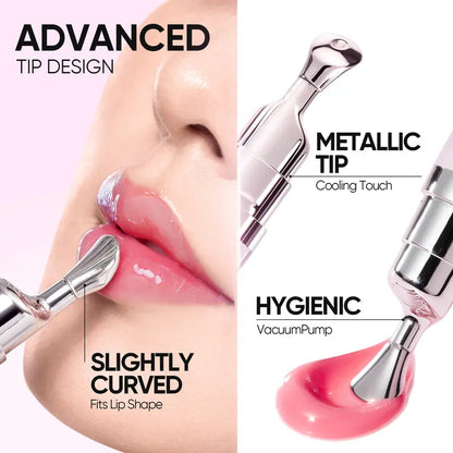 SKINTIFIC Hydrating Brightening Lip Serum with Hyaluronic Acid & Peptide for Radiant Lips Gentle Glossy Korean Beauty Makeup Balm Shea Smooth Moisture with Cooling Metal Roller Applicator