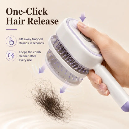 Electric Spray Air Cushion Massage Comb, Self-Cleaning Anti-Tangle Hair Brush, Anti-Static Volumizing Scalp Massage Brush for Dry Frizzy Hair Care, No Essential Oil Included