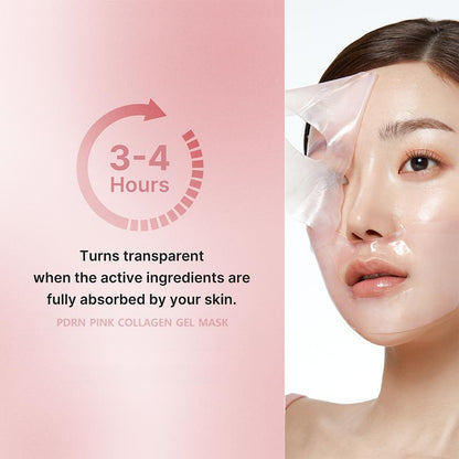 PDRN Pink Collagen Gel Mask (4 sheets) | Salmon DNA, Color Changing, Pink Glow, Collagen, Facial Mask, Korean Skincare