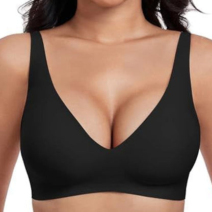 💕 Jelly Wireless Womens Comfortable Wireless Bras Push Up Bralettes Seamless Tshirts Bras Deep V Everyday Bras
