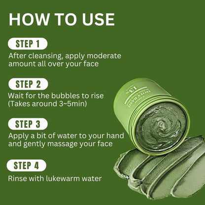 Holy Basil Bubble Deep Mask 13% - Sparkling Holy Basil & PHA for Cleansing Pores & Blackheads Korean Clay Bubble Wash Off Pack 90g