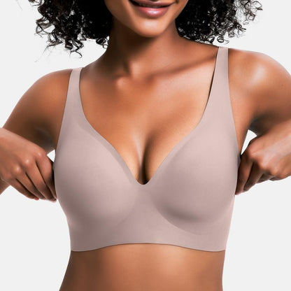 💕 Jelly Wireless Womens Comfortable Wireless Bras Push Up Bralettes Seamless Tshirts Bras Deep V Everyday Bras