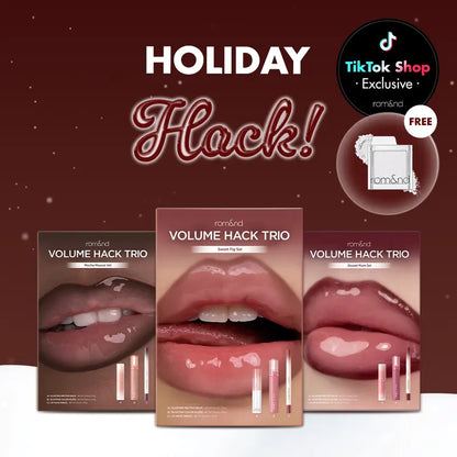 rom&nd LIP VOLUME HACK TRIO (3 Shades, Lip Mate Pencil 0.5g & Melting Balm 3.5g & Color Gloss 4g)