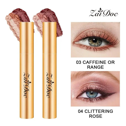 3-in-1 Easy Eyeshadow Stick for Beginners,SmudgeProof in Seconds, One-Stroke Application,Creamy Shimmer Trio Eyeshadow Stick Waterproof Longwear Liquid Eyeliner Color Changing Lip Oil Trio Waterproof Shiny Diamond Eyeshadow