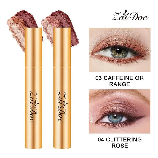 3-in-1 Easy Eyeshadow Stick for Beginners,SmudgeProof in Seconds, One-Stroke Application,Creamy Shimmer Trio Eyeshadow Stick Waterproof Longwear Liquid Eyeliner Color Changing Lip Oil Trio Waterproof Shiny Diamond Eyeshadow