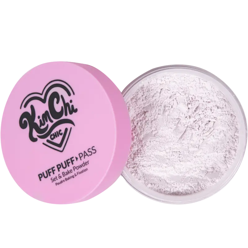 KimChi Chic Puff Puff Pass Set & Bake Powder with Rice Powder & Vitamin-E, Lightweight & Translucent Makeup, Cosmetic Setting Powder