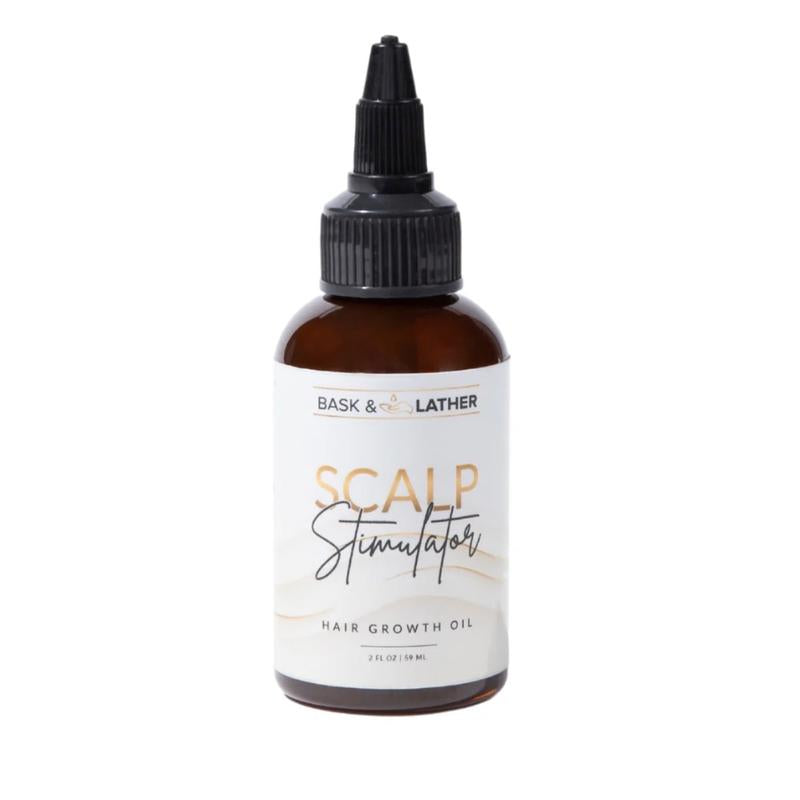 Bask & Lather Scalp Stimulator Hair Growth Oil, Cold Pressed Mint and Rosemary Blend with Grapeseed for Hair Growth, Organic Natural Leave in, All Hair Types, 2 Fl Oz