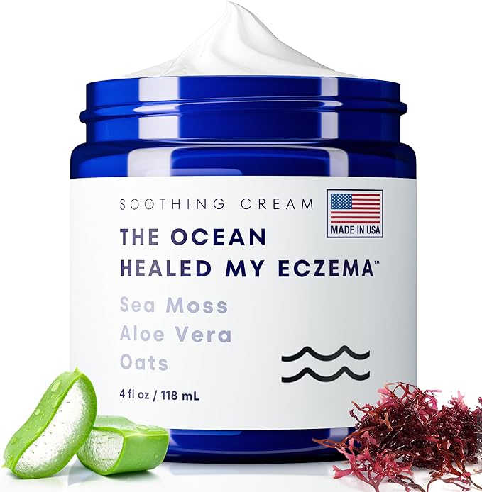 🔥Natural Soothing Cream - Sea Moss Colloidal Oats - for Eczema Psoriasis Prone Skin - Minerals from The Sea - for Sensitive Skin - Hydrating Eczema Cream for Dry Skin