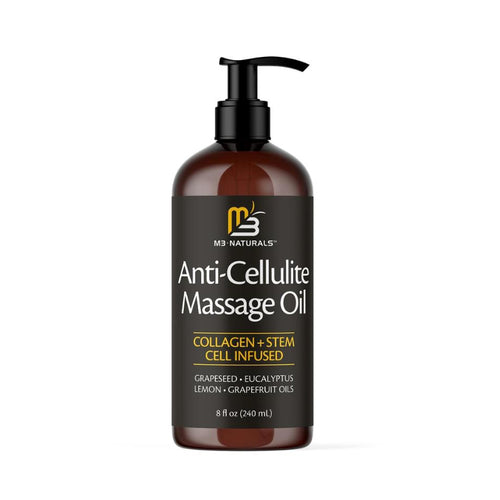 Anti Cellulite Massage Oil 8oz - Skin Tightening, Moisturizing - Body Care & Skin Care Massager by M3 Naturals Collagen Moisturizer Body Oil Moisture Hydrating