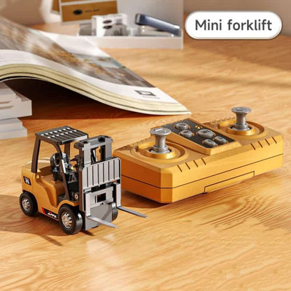 BRRRRT 1/64 Mini Forklift Toy,Remote Control Excavator and Dump Truck Full Proportion Toy Set with Lights and Sounds for Adults Kids Boys and Girls RC Construction Vehicles