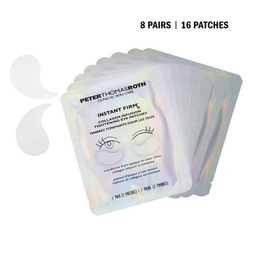 Instant FIRMx Collagen Infusion Tightening Eye Patches (8 Pairs), Color Changing Collagen Mask, Hydrating Gel Patches with Niacinamide & Hyaluronic Acid, Brightening, Serum