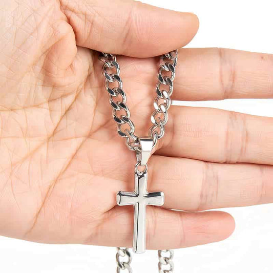 Stainless Steel Cross Pendant Necklace "to My Son" , Birthday Gift, Valentine's Day Gift, Christmas Gift, with Card and Gift Box Packaging, the Perfect Gift for Loved Ones Personalized