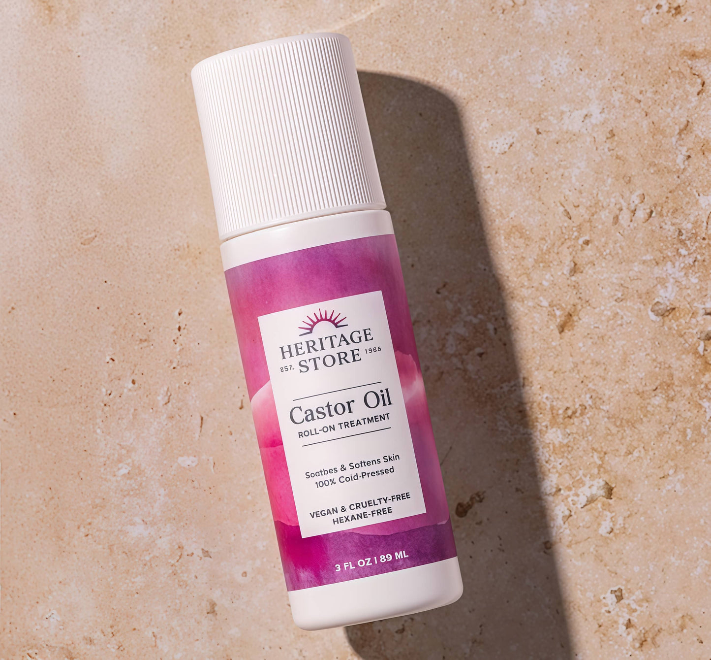 HERITAGE STORE Castor Oil Roll On Nourishing Treatment - Targeted Hydration for Skin Care, Hair Care, Quick and Easy Castor Oil Pack Wrap - Hexane Free, Vegan, Cruelty Free, 60-Day Guarantee, 3oz
