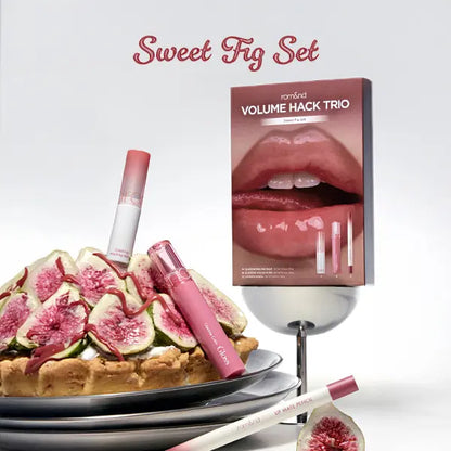 rom&nd LIP VOLUME HACK TRIO (3 Shades, Lip Mate Pencil 0.5g & Melting Balm 3.5g & Color Gloss 4g)