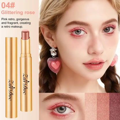 3-in-1 Easy Eyeshadow Stick for Beginners,SmudgeProof in Seconds, One-Stroke Application,Creamy Shimmer Trio Eyeshadow Stick Waterproof Longwear Liquid Eyeliner Color Changing Lip Oil Trio Waterproof Shiny Diamond Eyeshadow