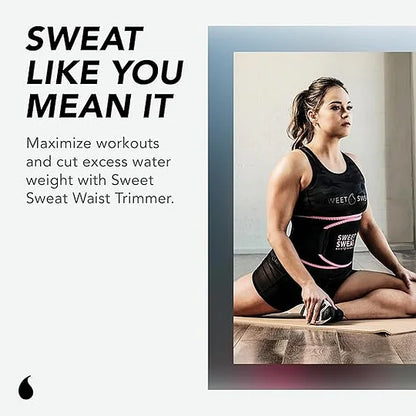 Sweet Sweat Ab Trainer for Womenand Men -Sweat Band Waist Trainer Beltfor High Intensity Training and GymWorkouts,5 Adjustable Sizes -Black/Pink-HHW