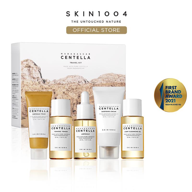 Madagascar Centella Travel Kit, Toner, Ampoule, Soothing Cream, Cleansing Oil, Ampoule Foam, Basic Skincare Trial Kit Box , Gift Sets for Mom, Women & Mothers Day, Compact Size