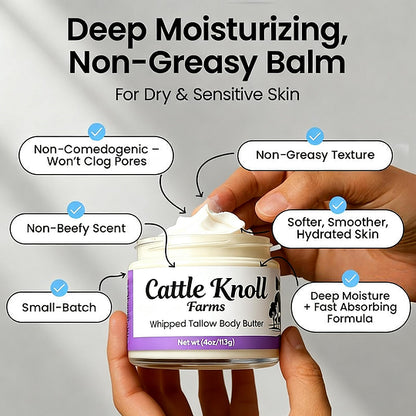 Whipped Tallow Body Butter by Cattle Creek - Deep Moisturizing, Skin Soothing & Repairing Cream Body Care Moisturizer