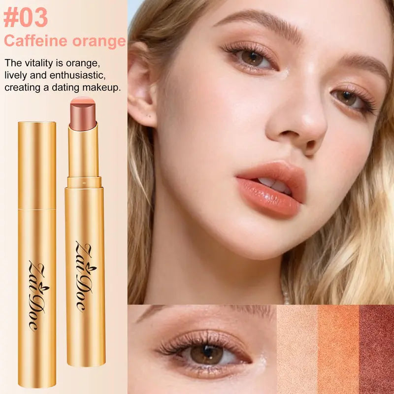 3-in-1 Easy Eyeshadow Stick for Beginners,SmudgeProof in Seconds, One-Stroke Application,Creamy Shimmer Trio Eyeshadow Stick Waterproof Longwear Liquid Eyeliner Color Changing Lip Oil Trio Waterproof Shiny Diamond Eyeshadow