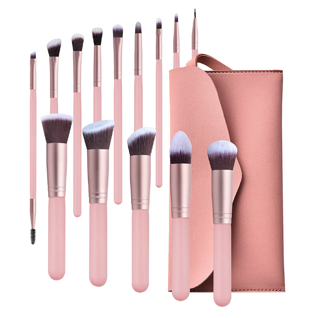 Makeup Brushes- 14Pcs Pink Makeup Brush Set with Make Up Bag