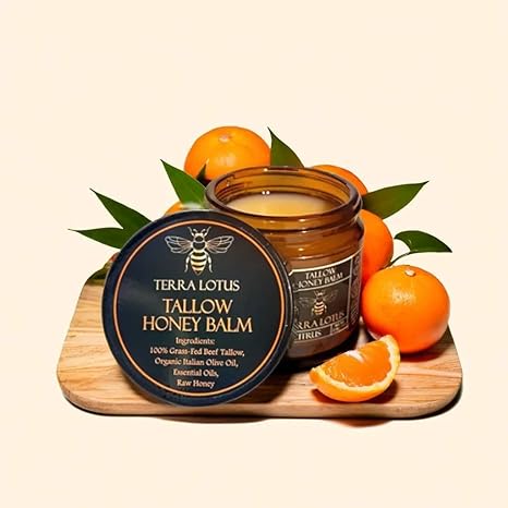 Organic Grass-Fed Beef Tallow Balmwith Raw Honey -Moisturizing Cream forSoft, Smooth Skin -Handmade All-NaturaMoisturizer -Radiant Skin-HHW