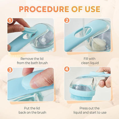 Pet Bath Brush 2 in 1 Dog Bath Brush with Built-in Shampoo Dispenser Multi-functional Dog Bath Brush for Long & Short Haired Dogs Cats Shower