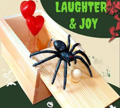 Epic Wooden Spider Gag Box - Jump Scare Prank for Parties, Family, Office & Dorms!