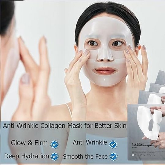 Deep Collagen Overnight Mask Facial Hydrogel Masks with low molecular weight collagen for elasticity, firming, and moisturizing