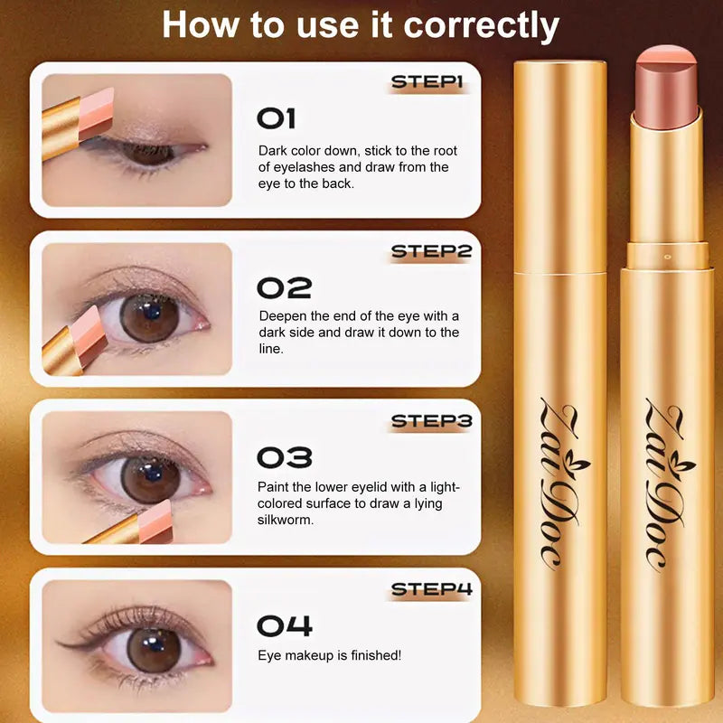 3-in-1 Easy Eyeshadow Stick for Beginners,SmudgeProof in Seconds, One-Stroke Application,Creamy Shimmer Trio Eyeshadow Stick Waterproof Longwear Liquid Eyeliner Color Changing Lip Oil Trio Waterproof Shiny Diamond Eyeshadow