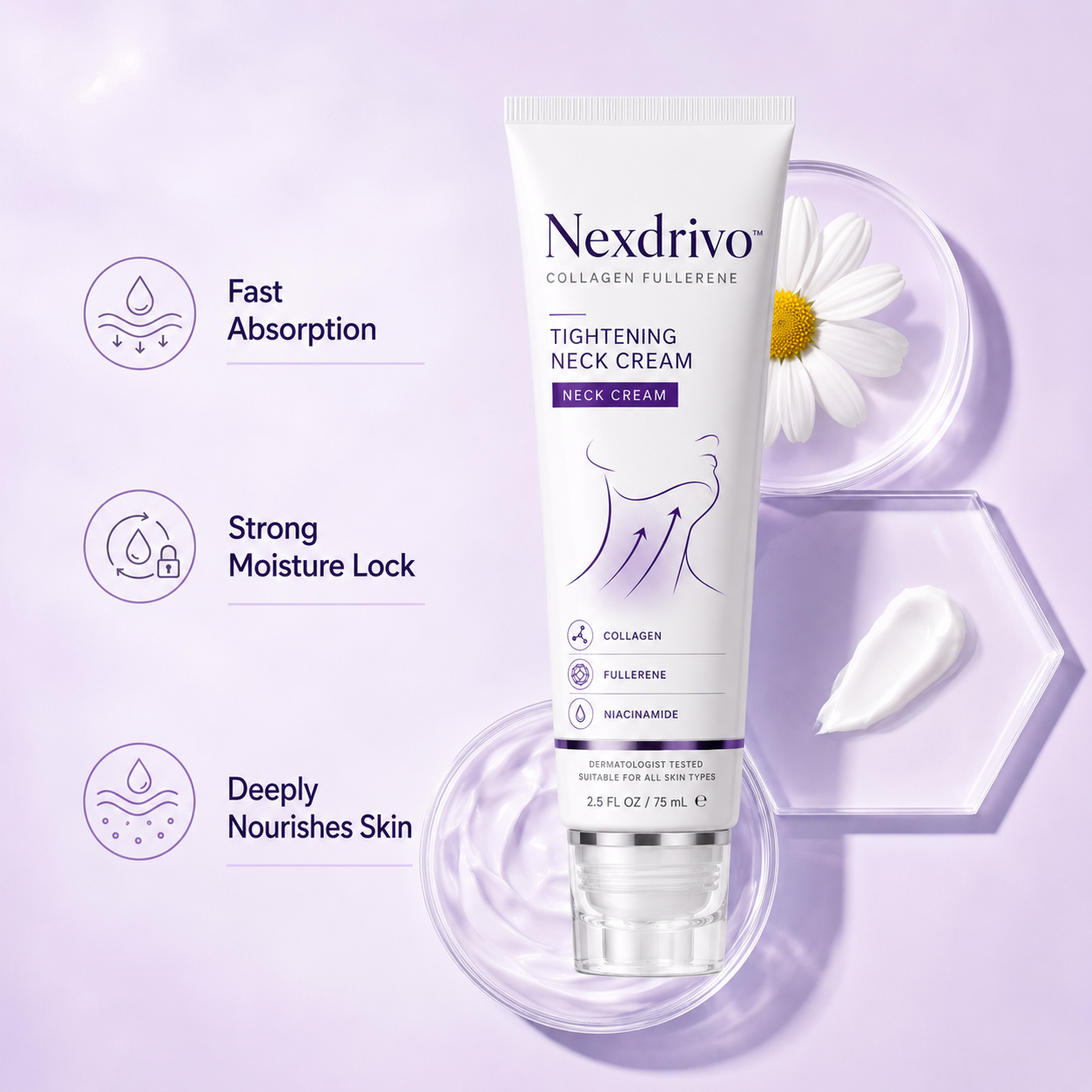 ✨ Nexdrivo™ Instant Neck Lift Cream  — 🧴 Infused with Retinol & Hyaluronic Acid | Firms the Neck, Reduces Wrinkles & Double Chin