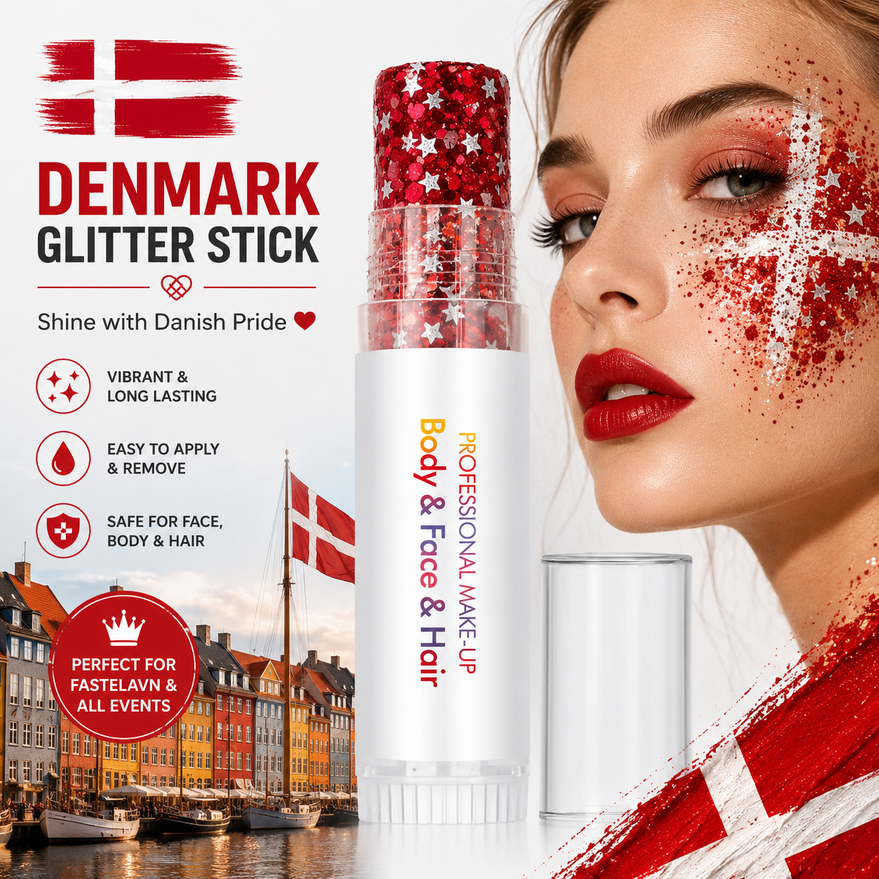 3-in-1 Patriotic Glow😍✨Red, White & Blue Glitter Body Stick